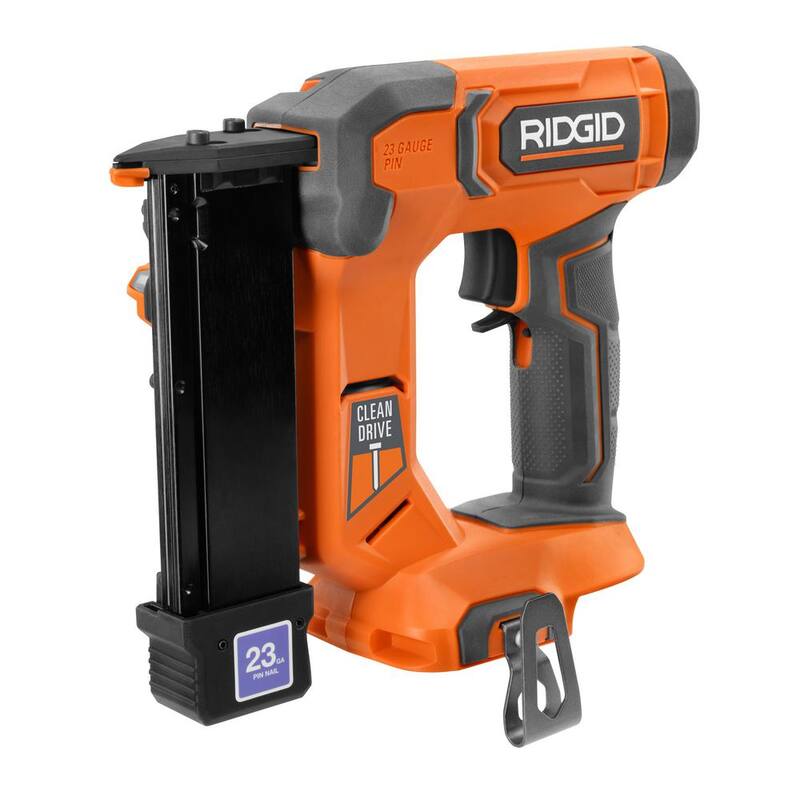 RIDGID 18V Inalámbrico 23-Gauge 1-3/8 pulgadas Pin Nailer sin cabeza con 18V Inalámbrico sin escobillas 18-Gauge 2-1/8 pulgadas Brad Nailer (Solo Herramientas) - R09898B-R09891B