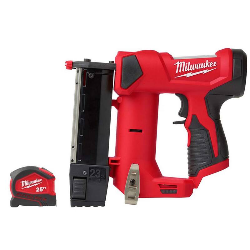 Milwaukee M12 Clavadora de Pin de 23GA con cinta métrica de bloqueo automático compacta de 25 pies - 2540-20-48-22-6825