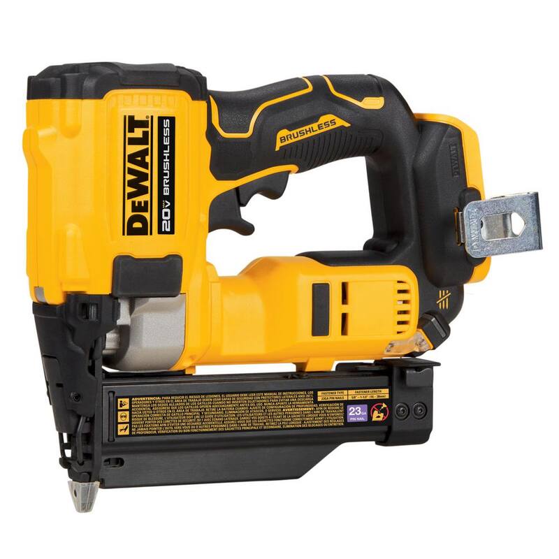 Clavadora de clavos de calibre 23 inalámbrica de iones de litio DEWALT 20V MAX y clavadora de acabado de calibre 16 con batería compacta de 4.0Ah - DCN623B660B240