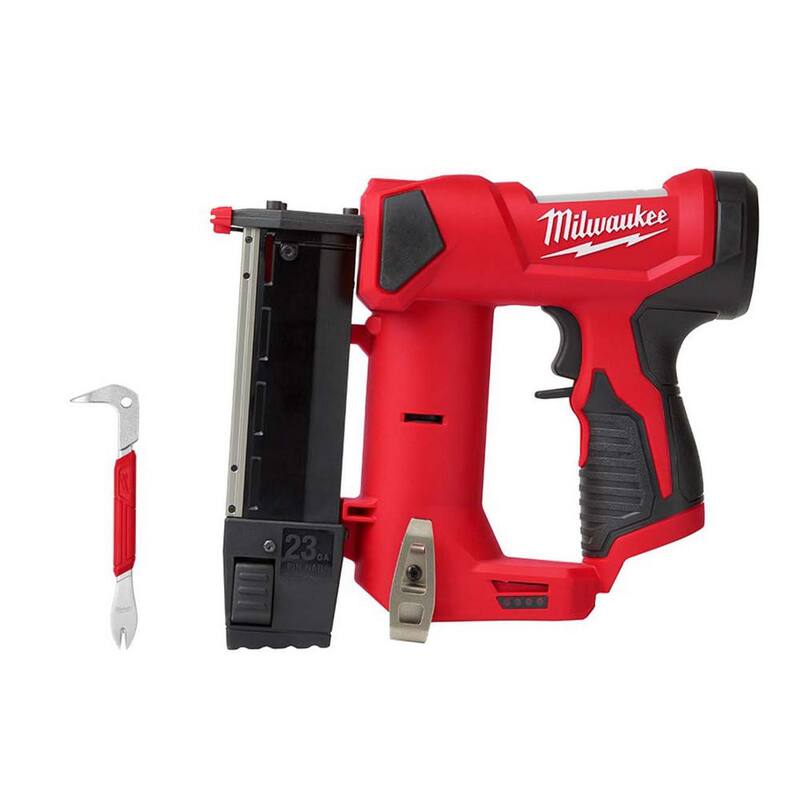 Clavadora de clavos de 23GA Milwaukee M12 con extractor de clavos de 10 pulgadas con Dimpler - 2540-20-48-22-9031