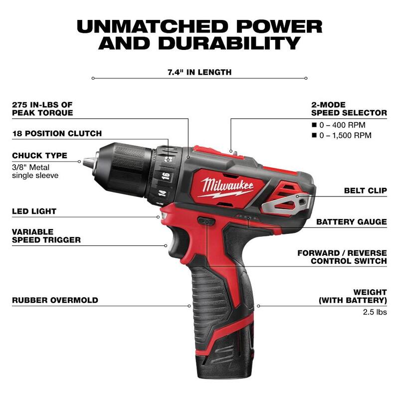 Milwaukee M12 12V Clavadora de 23GA con juego de taladro/destornillador M12 12V de 3/8 pulgadas con dos baterías de 1.5 Ah, cargador y bolsa de herramientas - 2540-20–2407-22