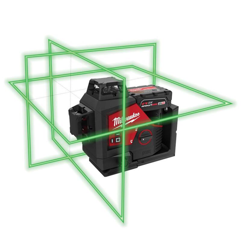 Milwaukee M12 12-Volt 23-Gauge Lithium-Ion Inalámbrico Grapadora de Clavos con Pin W/M12 Inalámbrico Kit de Nivel láser de 3 Puntos Verde - 2540-20-3632-21