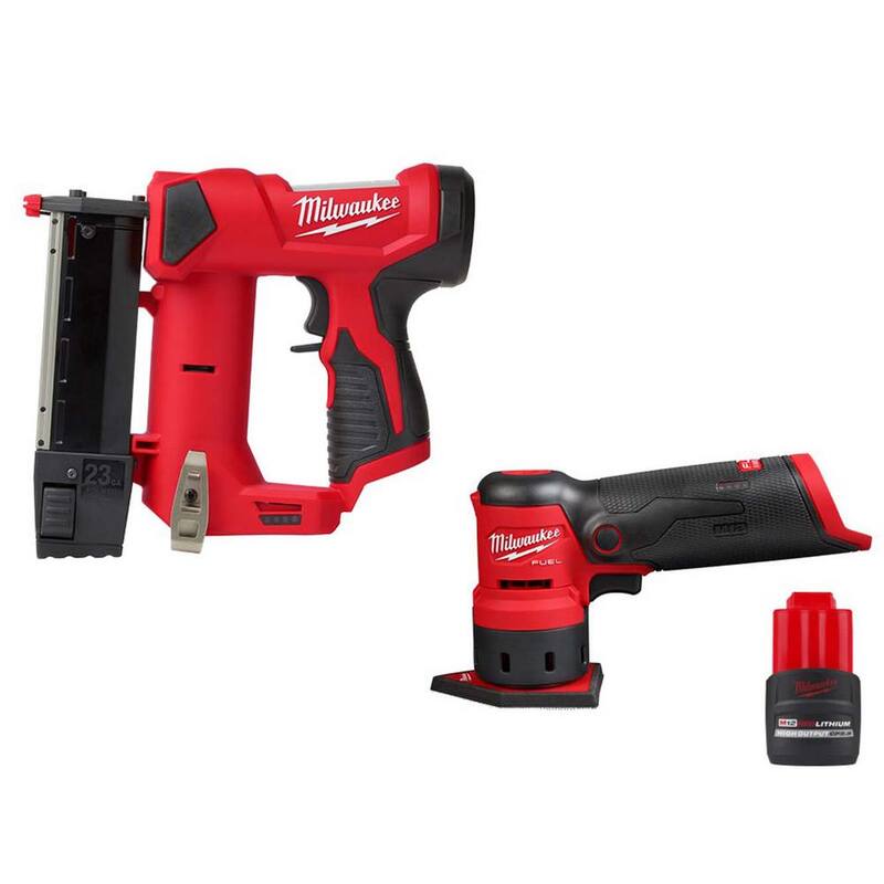 Milwaukee M12 Clavadora de clavos de 23 GA con Detalles Orbitales M12 FUEL y Batería de Alto Rendimiento CP2.5AH M12 - 2540-20-2531-20-48-11-2425