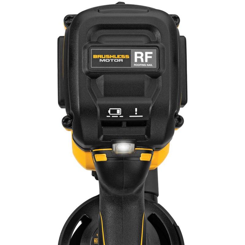 DEWALT 20V MAX Lithium-Ion 15-Degree Electric Cordless Roofing Nailer Kit with 2.0Ah Battery Charger and Bag - DCN45RND1