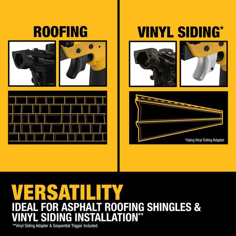 DEWALT Clavadora de techos de bobina neumática de 15 grados de 1-3/4 pulgadas - DW46RN