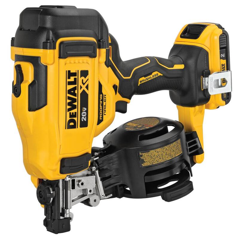 Equipo de Clavadora de Techo Inalámbrica DEWALT 20V MAX Ion de Litio de 15 Grados con Clavos de Techo en Bobina de 1-1/4 pulg. x 0.120 calibre (paquete de 7,200) - DCN45RND1WCR3D
