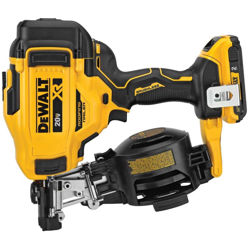 Equipo de Clavadora de Techo Inalámbrica DEWALT 20V MAX Ion de Litio de 15 Grados con Clavos de Techo en Bobina de 1-1/4 pulg. x 0.120 calibre (paquete de 7,200) - DCN45RND1WCR3D