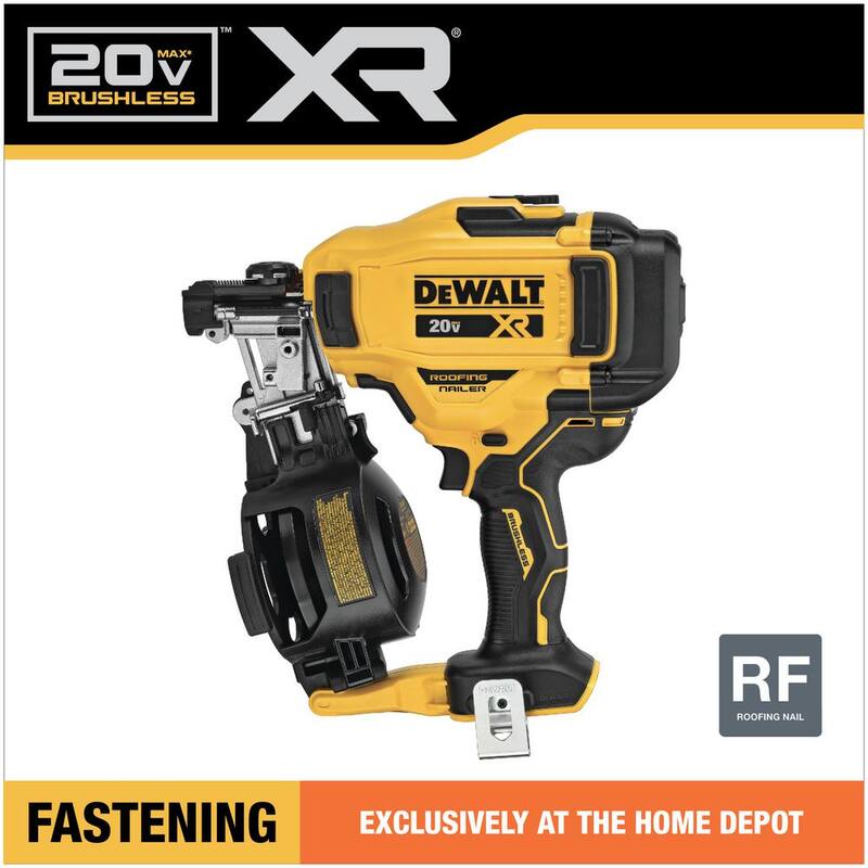 DEWALT 20V MAX Clavadora para techos eléctrica inalámbrica de 15 grados con bocina Bluetooth inalámbrica de 20V MAX - DCN45RNBWR010