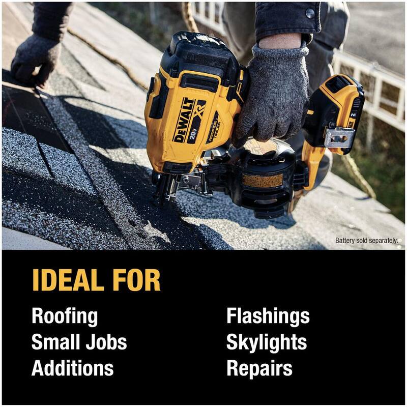 DEWALT 20V Max Lithium-Ion 15° Clavadora eléctrica inalámbrica para techos con batería compacta de 2.0 Ah - DCN45RNBWDCB203