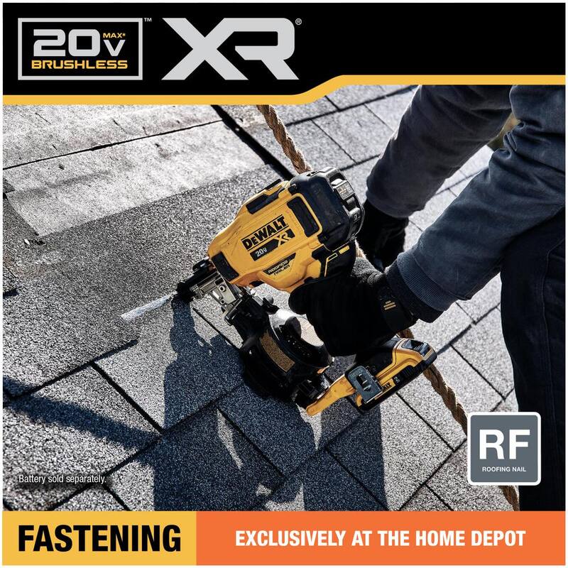 DEWALT 20V Max Lithium-Ion 15° Clavadora eléctrica inalámbrica para techos con batería compacta de 2.0 Ah - DCN45RNBWDCB203