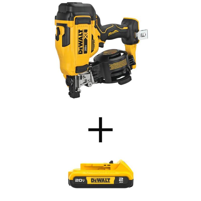 DEWALT 20V Max Lithium-Ion 15° Clavadora eléctrica inalámbrica para techos con batería compacta de 2.0 Ah - DCN45RNBWDCB203
