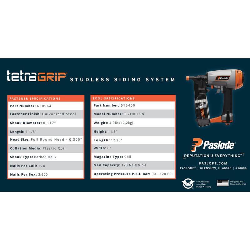 Clavadora de Bobina Paslode Pneumática 1-1/8 in. 0° tetraGRIP para Revestimiento - 515400
