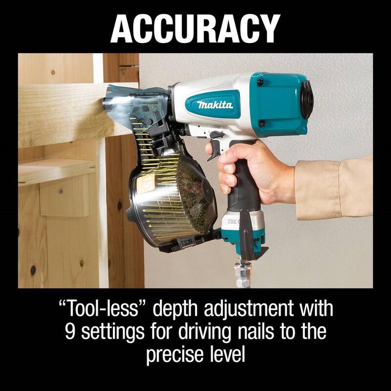 Makita Pneumática 2-1/2 pulgadas 15° Clavadora de bobina para revestimiento - AN613
