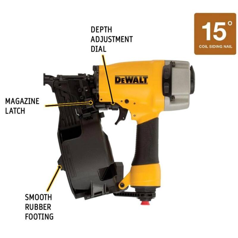 Clavadora neumática para revestimiento en rollo de 15 grados DEWALT con clavos de anillo metálico calibre 0.090 de 2 pulgadas (3600 por caja) - DW66C-1W90BDG