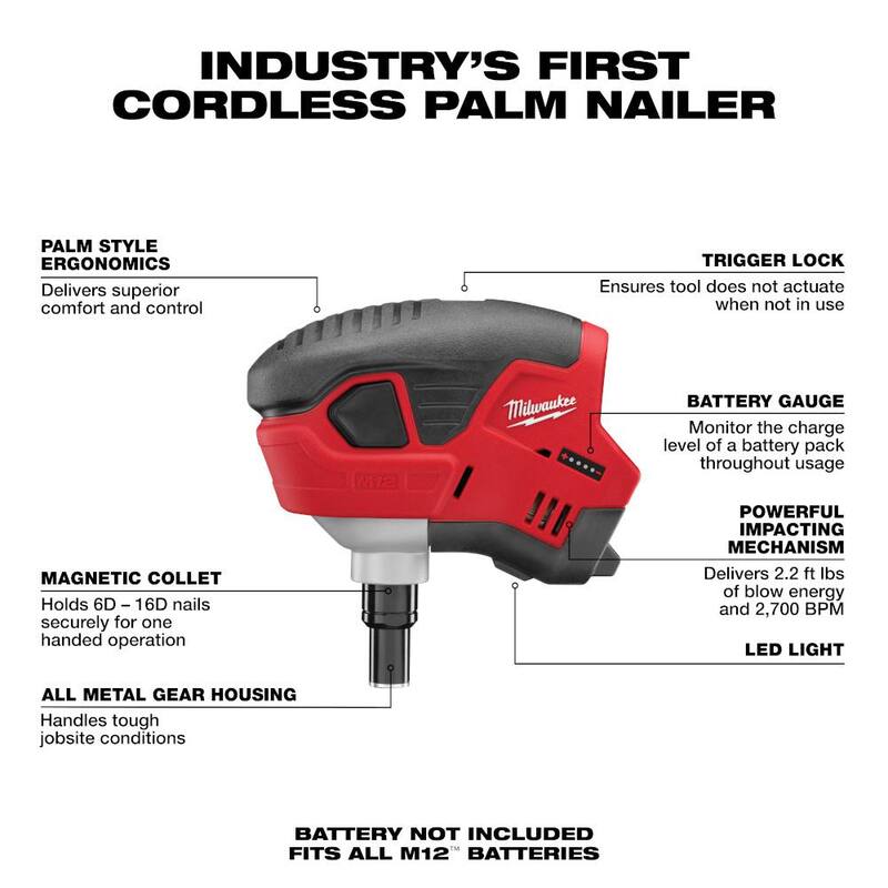 2633-20 Martillo de mano inalámbrico de 12 voltios de iones de litio Milwaukee M12 (herramienta solamente)