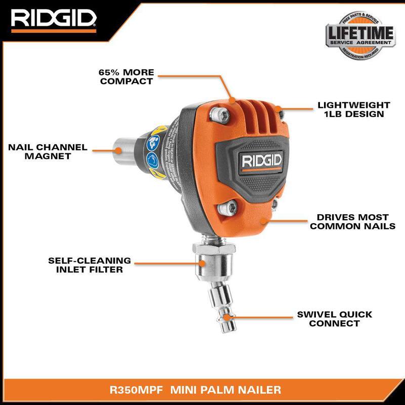 Grampadora de palma mini de 3-1/2 pulgadas neumática RIDGID - R350MPF