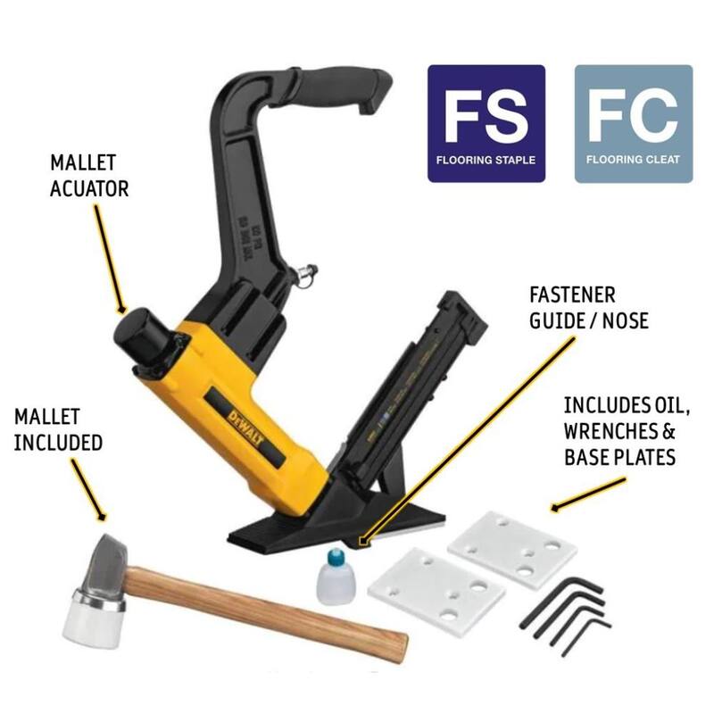 Herramienta para pisos DEWALT 2 en 1 neumática de calibre 15.5 y 16 con clavos de acero de calibre 16 de 2 pulgadas (paquete de 1,000) - DWFP12569WFLN