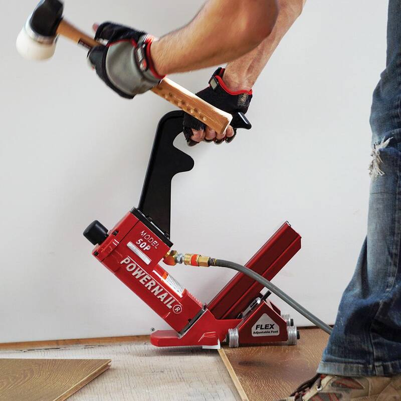 POWERNAIL Pneumático de calibre 18 con rodillo de potencia Flex para clavadoras de láminas de pisos de madera dura - 50PFLEXPRW