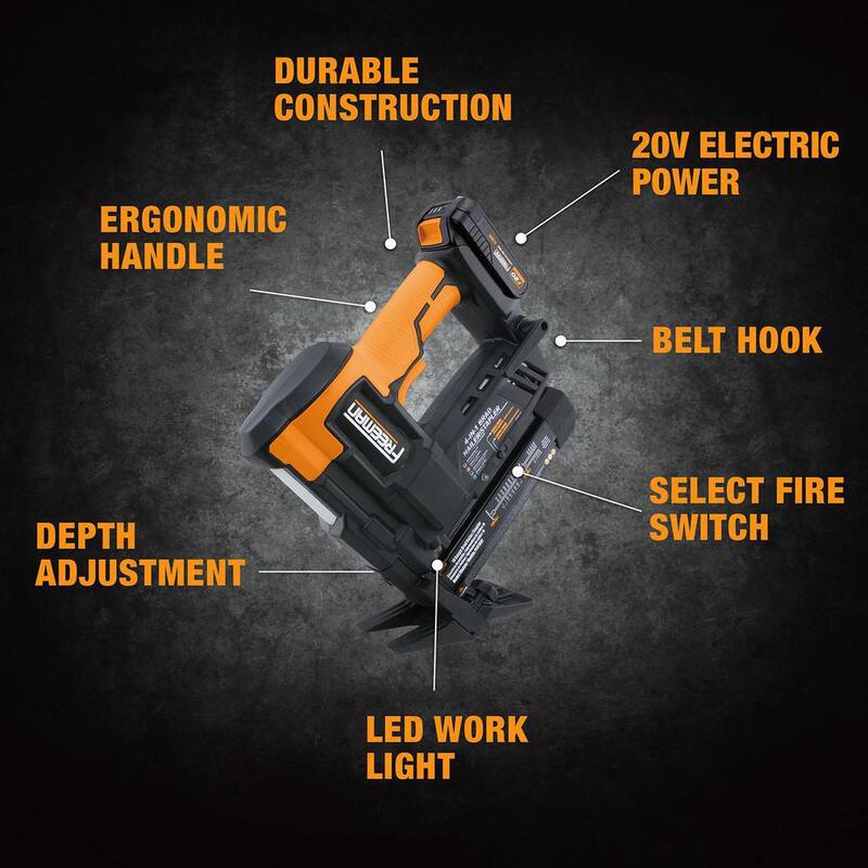 Freeman Cordless 20V 4 en 1 Clavadora y engrapadora de piso de 18 calibres y 2 pulgadas con baterías de iones de litio, estuche y sujetadores - PE4118GF