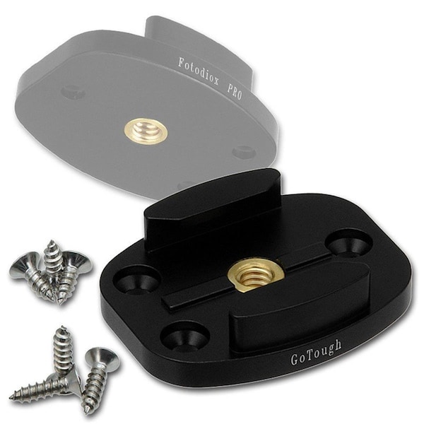 Fotodiox Pro GoTough QR Mount with Screw Holes - Aluminum, Black - GOTOUGH-QRHOLES-BLACK