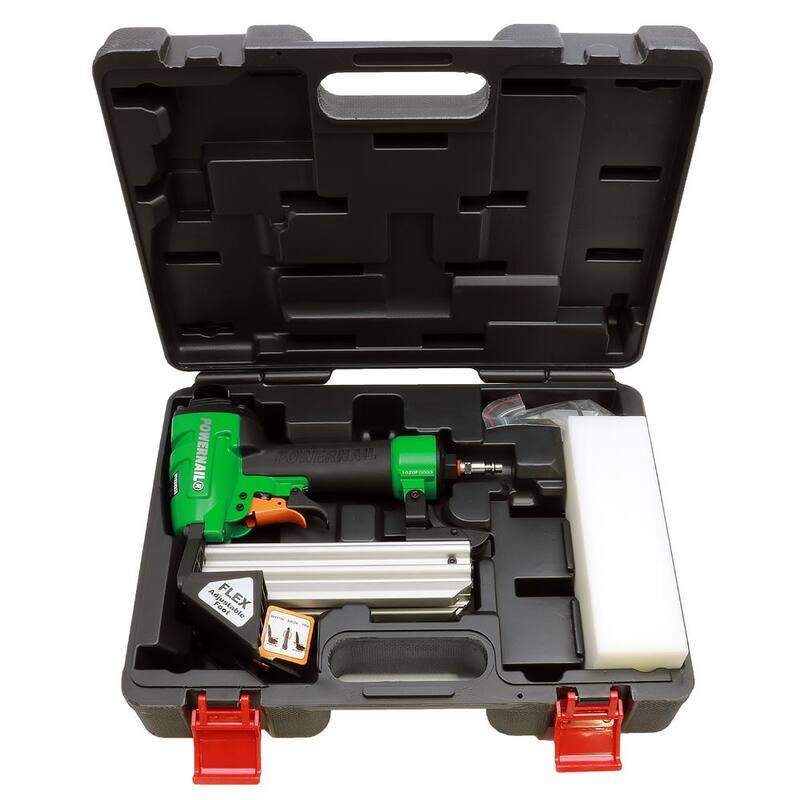 POWERNAIL Kit de clavadora de clavos de lengüeta de 20 gaugae para pisos de madera dura con gatillo neumático - 2000F