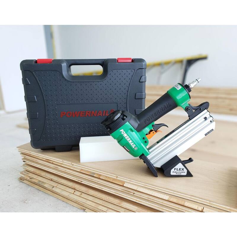 POWERNAIL Kit de clavadora de clavos de lengüeta de 20 gaugae para pisos de madera dura con gatillo neumático - 2000F
