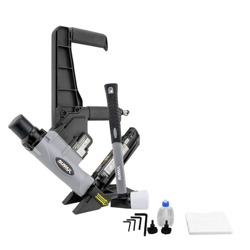 NuMax Pneumático 2 en 1 Clavadora y Grapadora de Piso con Mango Doble de 15 y 16 pulgadas - S50LSDH
