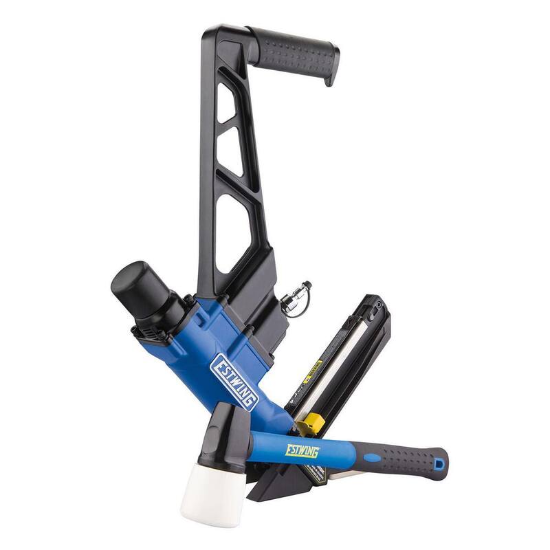 Estwing Pneumatic 2 en 1 15.5-Calibre y 16-Calibre 2 pulgadas Clavadora y engrapadora para pisos con bolsa - EFL50Q