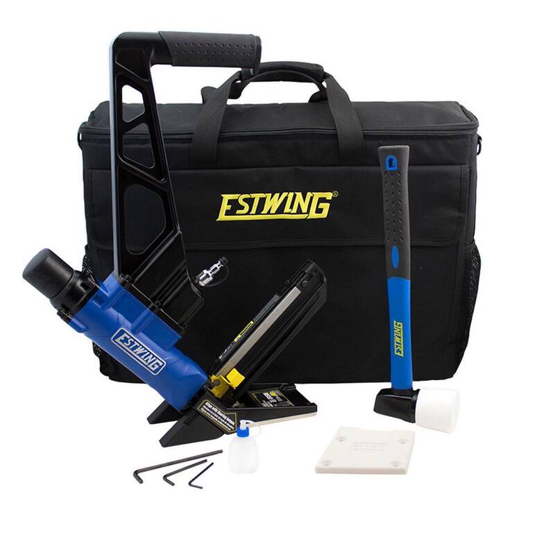 Estwing Pneumatic 2 en 1 15.5-Calibre y 16-Calibre 2 pulgadas Clavadora y engrapadora para pisos con bolsa - EFL50Q