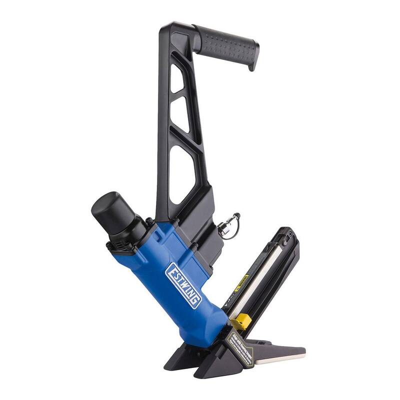 Estwing Pneumatic 2 en 1 15.5-Calibre y 16-Calibre 2 pulgadas Clavadora y engrapadora para pisos con bolsa - EFL50Q