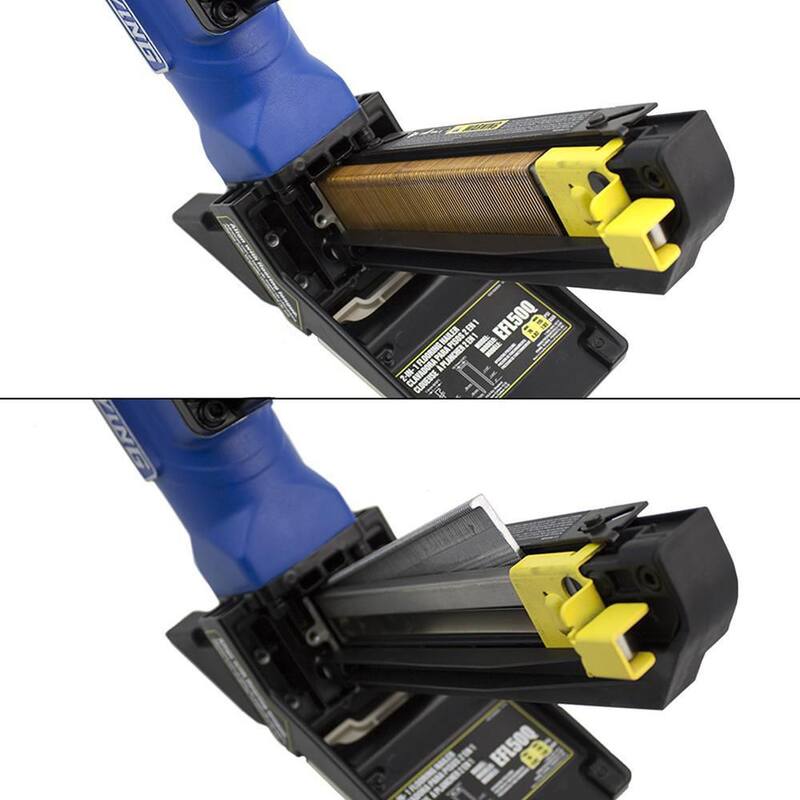 Estwing Pneumatic 2 en 1 15.5-Calibre y 16-Calibre 2 pulgadas Clavadora y engrapadora para pisos con bolsa - EFL50Q