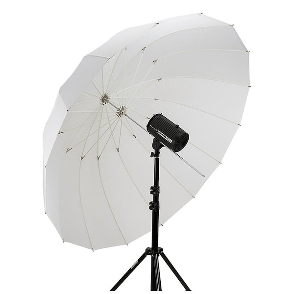 Fotodiox 50 in. Pro 16-Rib Parabolic Umbrella, Shoot-Through Diffusive - UMBRELLA-50IN-SHTTHRU