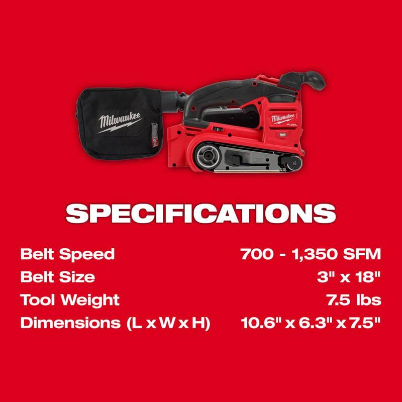 Lijadora de banda inalámbrica de iones de litio Milwaukee M18 FUEL de 18 voltios (solo herramienta) - 2832-20