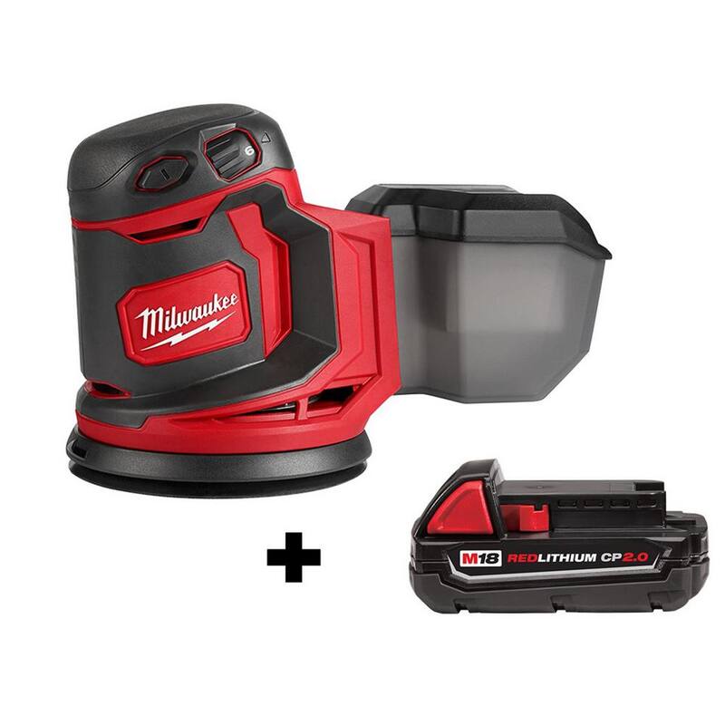 Lijadora orbital aleatoria inalámbrica de 5 pulgadas Milwaukee M18 18V de iones de litio con batería compacta de 2.0 Ah - 2648-20-48-11-1820
