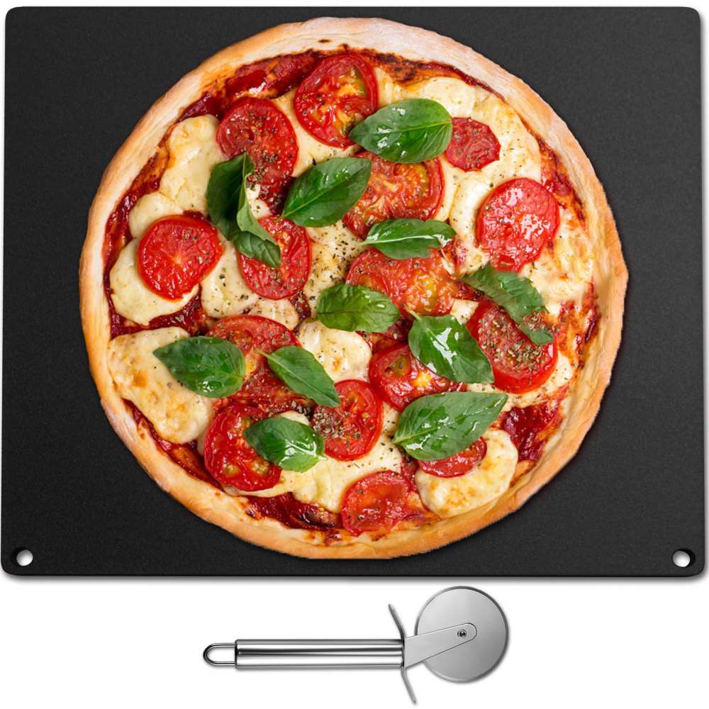 VEVOR Steel Pizza Stone for Oven, Steel Pizza Plate, A36 Steel Baking Steel Pizza Stone for Grill, Steel Pizza Pan with 20x Higher Conductivity for Pizza & Bread Indoor & Outdoor (Balck) - PSG4136CM10MMM9BEV0