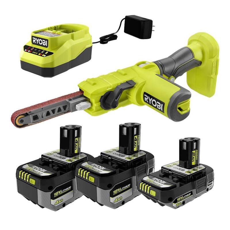 Lijadora de lima inalámbrica de 18V RYOBI ONE+ de 1/2 in. x 18 in. con kit de (2) baterías de 4.0 Ah, 1 batería de 2.0 Ah y cargador - PSD101K3SB