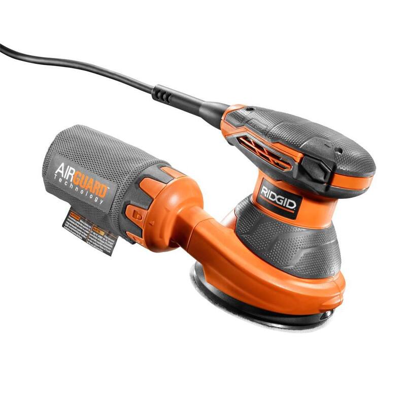 Lijadora orbital aleatoria con tecnología AIRGUARD de 3 amperios y cable de 5 pulgadas RIDGID - R26011