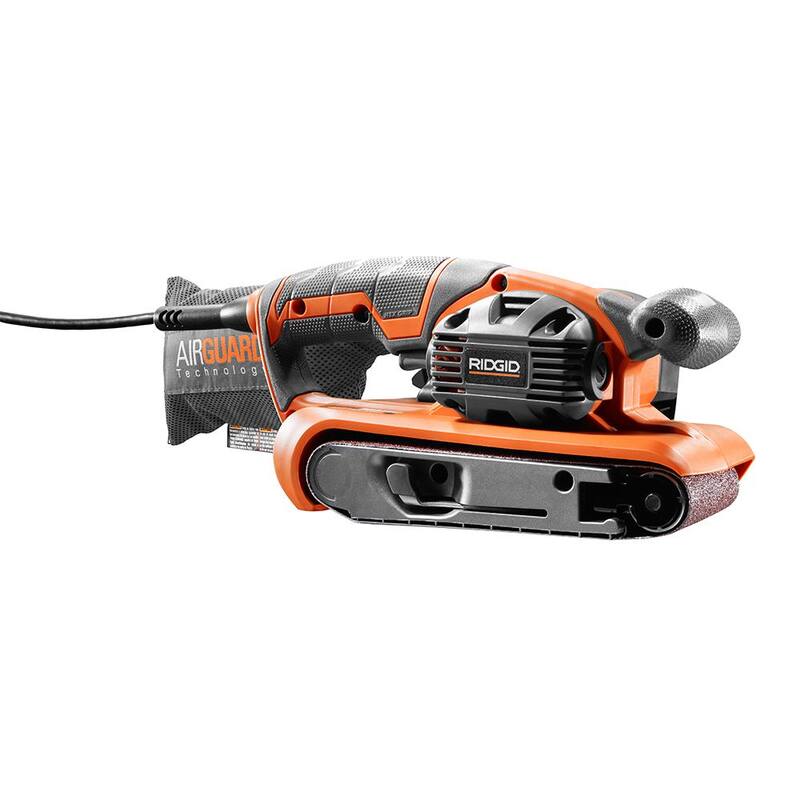 Lijadora de banda de velocidad variable para trabajo pesado RIDGID de 6.5 amperios con tecnología AIRGUARD - R27401