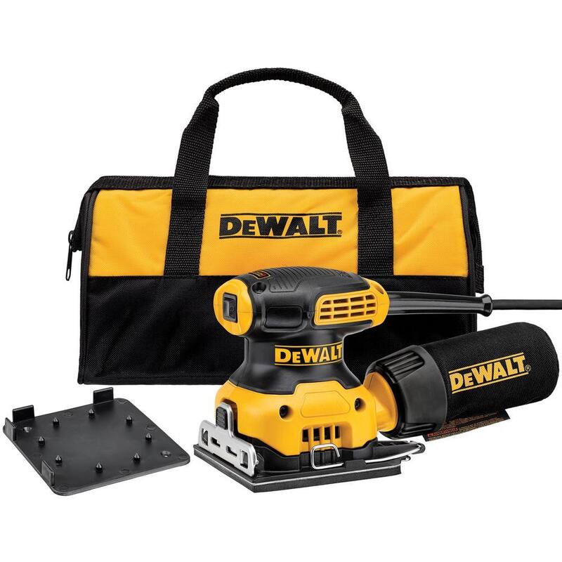 Kit de lijadora de palma de lámina de 1/4 de DEWALT de 2.3 amperios con bolsa de contratista - DWE6411K