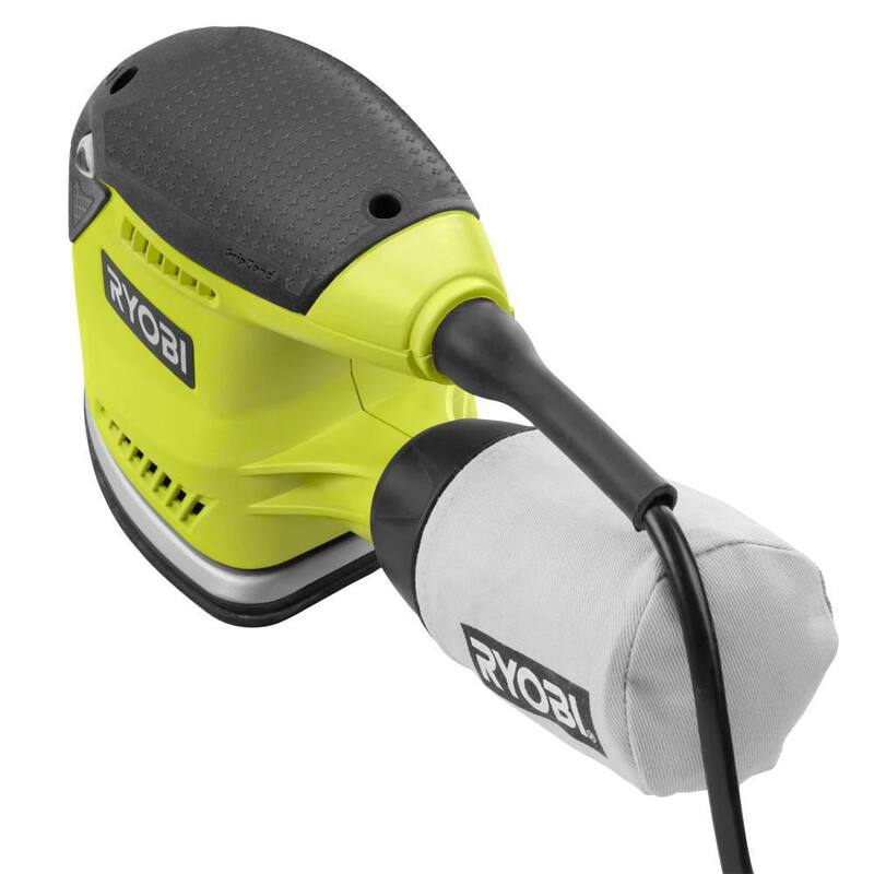 Lijadora de esquina Corner Cat con cable de 1.2 Amperios de RYOBI de 5.5 pulgadas con bolsa de polvo, muestra de papel de lija y estuche de almacenamiento - CFS1503GK
