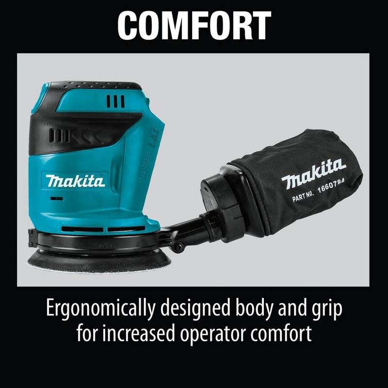 Lijadora orbital aleatoria inalámbrica de 5 pulgadas y velocidad variable Makita 18V LXT de iones de litio (Herramienta solamente) - XOB01Z