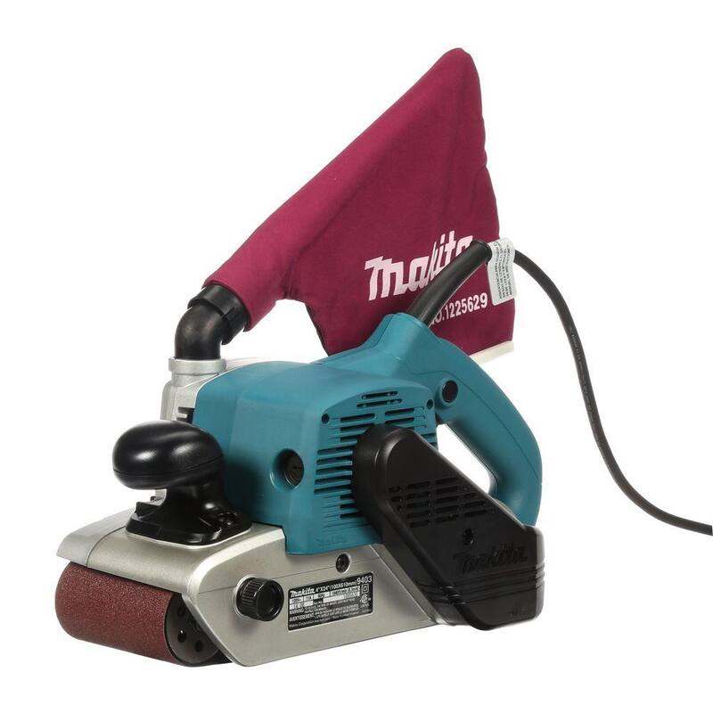 Lijadora de banda con cable Makita de 11 amperes, 4 pulg. x 24 pulg. con cinturón abrasivo, cinturón 80G y bolsa de polvo - 9403