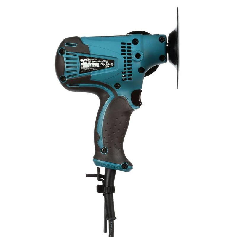 Lijadora de disco compacta y ligera con cable de 4.2 amperios y 5 pulgadas de Makita, con disco, almohadilla y mango lateral - GV5010.