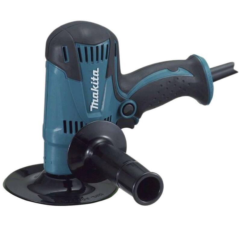 Lijadora de disco compacta y ligera con cable de 4.2 amperios y 5 pulgadas de Makita, con disco, almohadilla y mango lateral - GV5010.