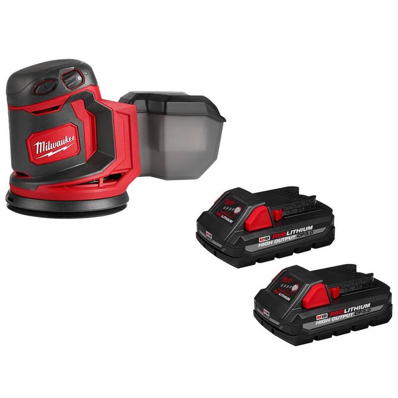 Milwaukee M18 18V Lijadora orbital aleatoria inalámbrica de 5 pulgadas con dos baterías de 3.0 Ah - 2648-20-48-11-1837