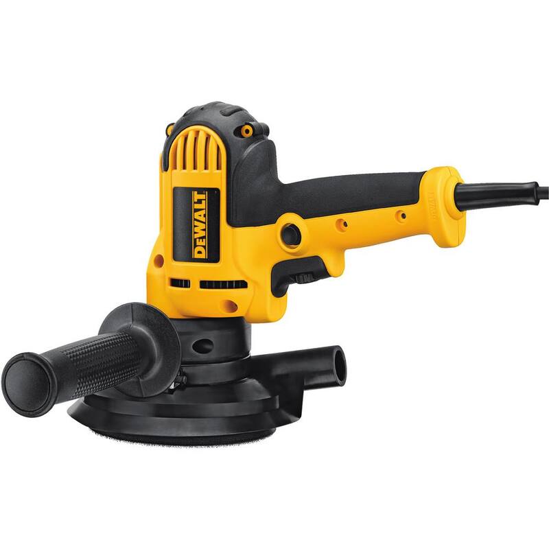 Lijadora de disco con cable de 6 amperios y velocidad variable DEWALT con almohadilla de gancho y lazo de 5 pulgadas, 8 agujeros, protector de polvo y llave - DWE6401DS