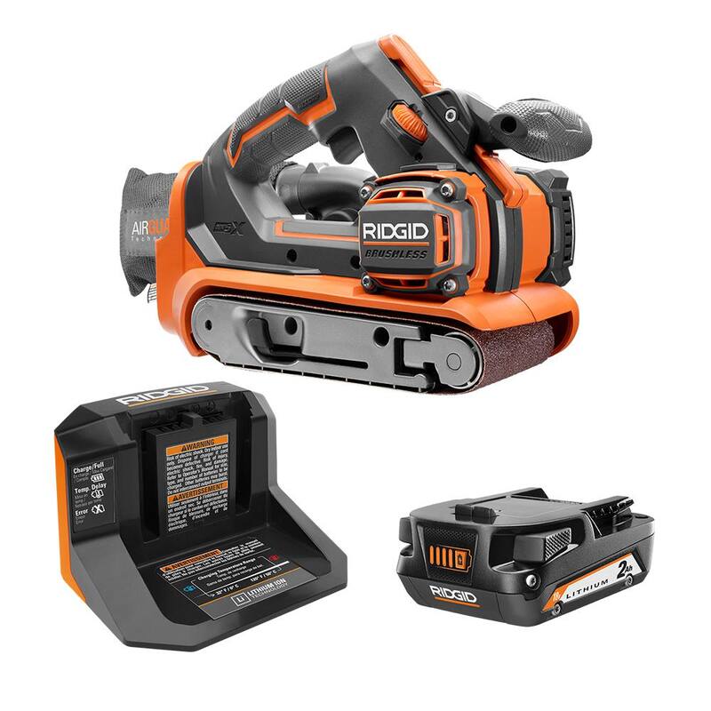 Lijadora de Banda Inalámbrica RIDGID 18V Brushless de 3 pulgadas x 18 pulgadas con Kit de Batería de 2.0 Ah y Cargador - R86065KSBN