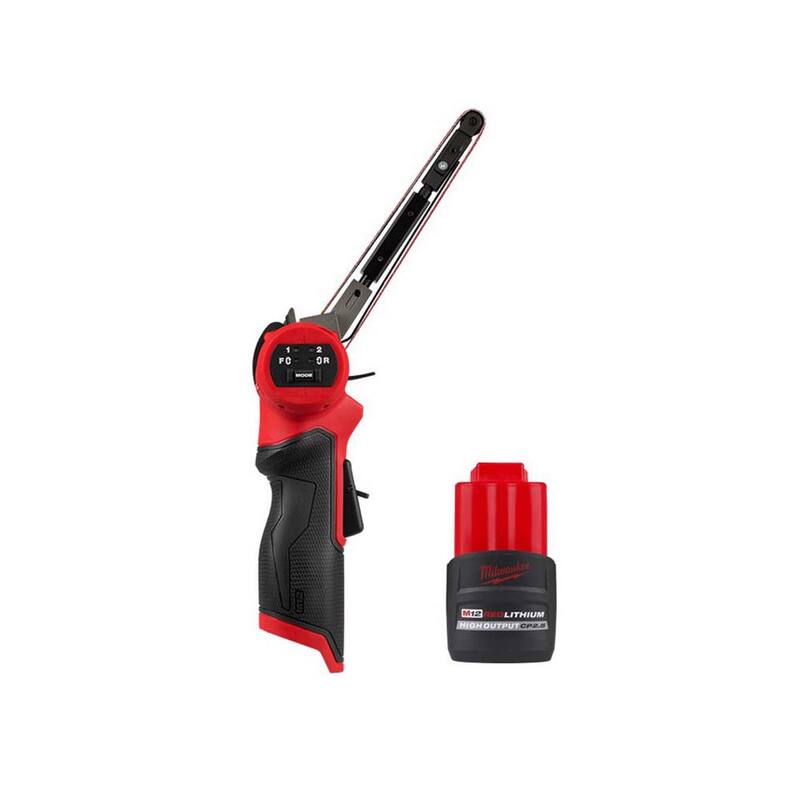 Milwaukee M12 FUEL 12V Lithium-Ion Inalámbrico sin escobillas 1/2 in x 18 in Bandfile con M12 Paquete de Batería de Alto Rendimiento CP 2.5 Ah - 2482-20-48-11-2425
