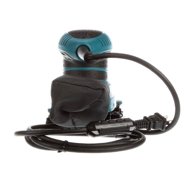 Lijadora orbital de acabado con cable de 2 amperios y hojas de lija de 60G, 100G y 150G, bolsa para polvo y placa perforadora - BO4556 de Makita