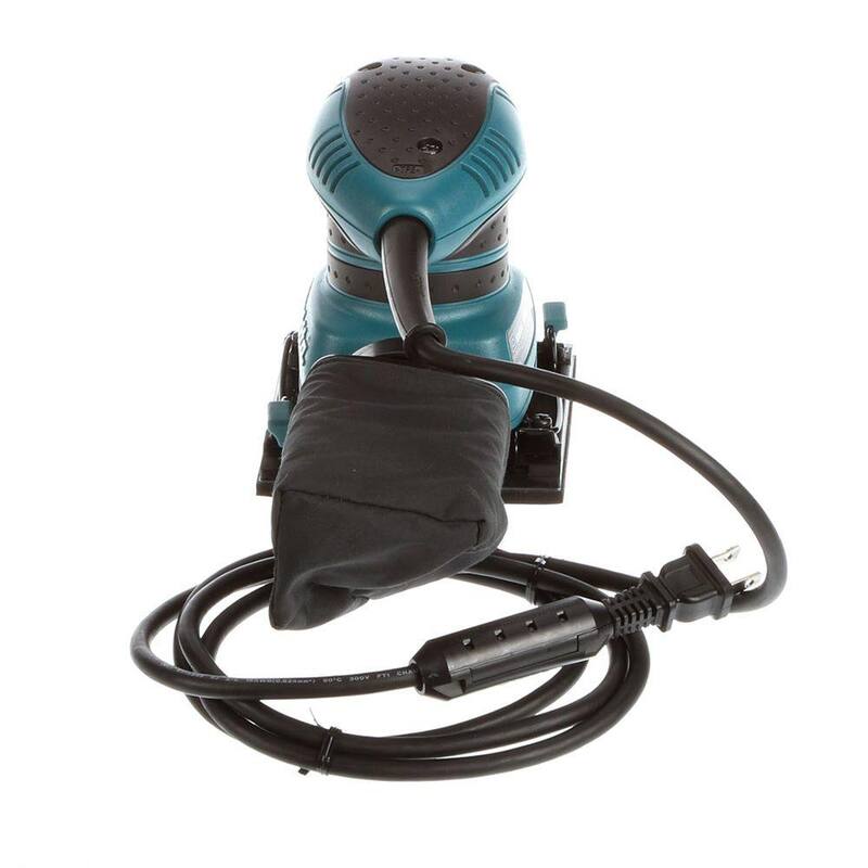 Lijadora orbital de acabado con cable de 2 amperios y hojas de lija de 60G, 100G y 150G, bolsa para polvo y placa perforadora - BO4556 de Makita